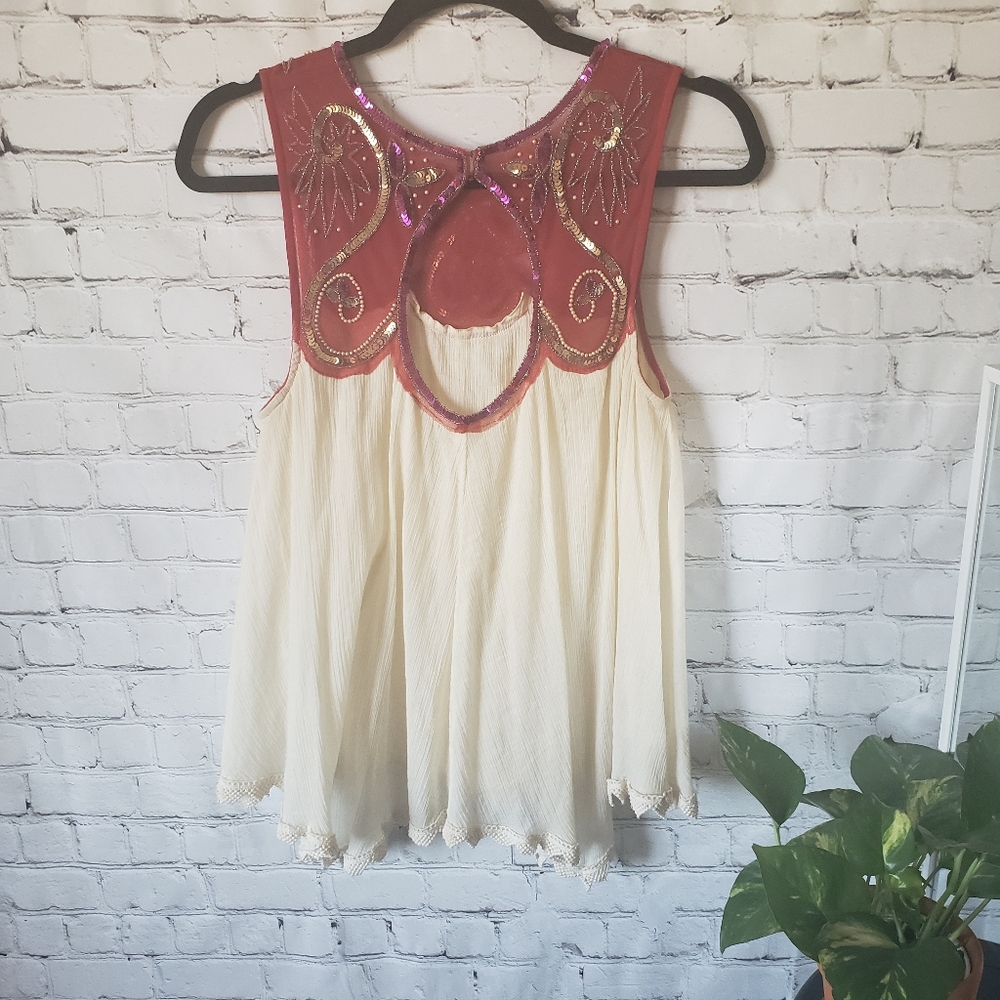 Free People Sequins Embellished Flowy Top XS - Picture 4 of 13